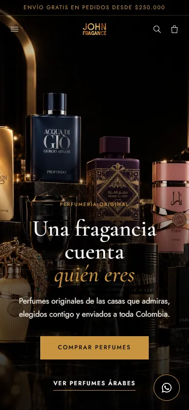 Tienda online de John Fragance vista en celular